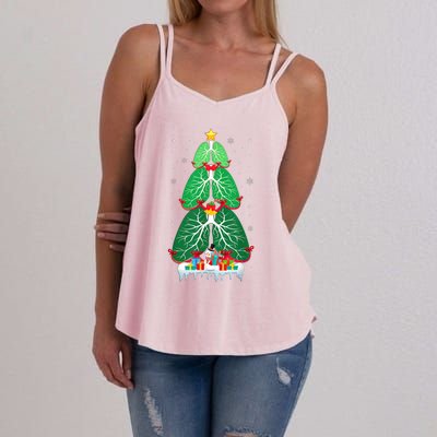 Lung Christmas Tree Respiratory Therapy Xmas Therapist Shirt Women's Strappy Tank