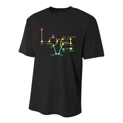 Love Connect The Dots Chaos May Disappear Colorful Love Youth Performance Sprint T-Shirt