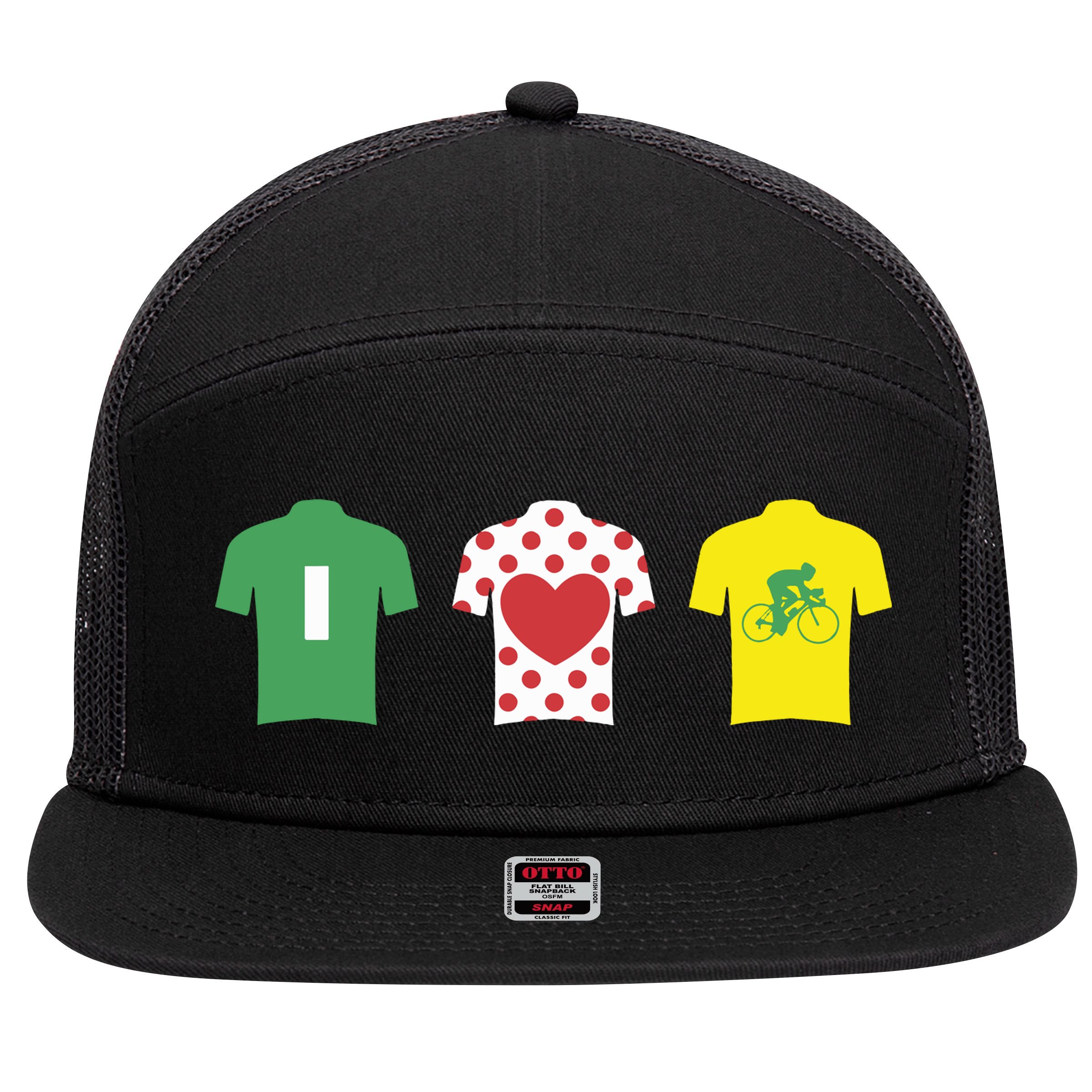 Love Cycling TDF Jerseys 7 Panel Mesh Trucker Snapback Hat