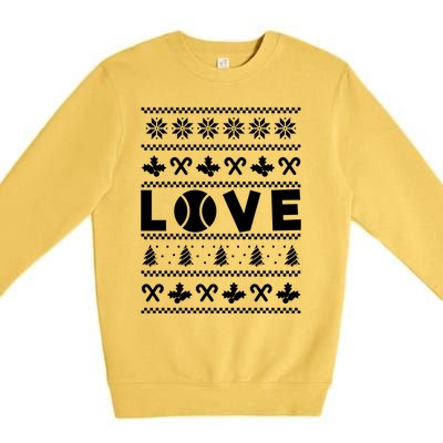 Love Christmas Tennis Ball Xmas Tennis Racket Sports Lover Gift Premium Crewneck Sweatshirt