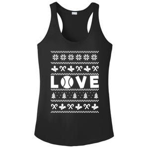 Love Christmas Tennis Ball Xmas Tennis Racket Sports Lover Gift Ladies PosiCharge Competitor Racerback Tank