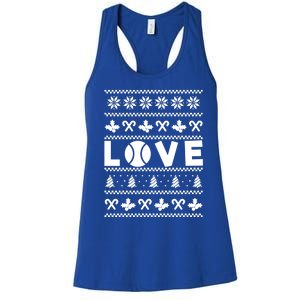 Love Christmas Tennis Ball Xmas Tennis Racket Sports Lover Gift Women's Racerback Tank