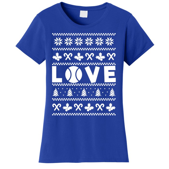 Love Christmas Tennis Ball Xmas Tennis Racket Sports Lover Gift Women's T-Shirt