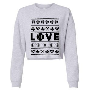 Love Christmas Tennis Ball Xmas Tennis Racket Sports Lover Gift Cropped Pullover Crew