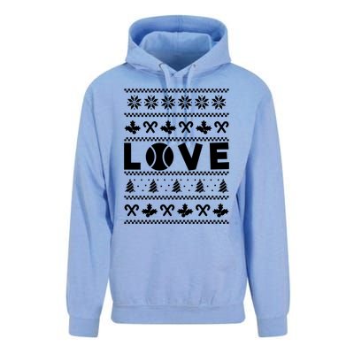 Love Christmas Tennis Ball Xmas Tennis Racket Sports Lover Gift Unisex Surf Hoodie