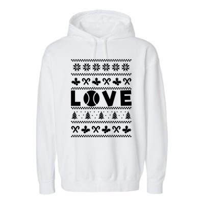 Love Christmas Tennis Ball Xmas Tennis Racket Sports Lover Gift Garment-Dyed Fleece Hoodie