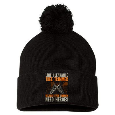 Line Clearance Tree Trimmer Arborist Pom Pom 12in Knit Beanie