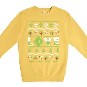 Love Christmas Tennis Ball Xmas Tennis Racket Sports Lover Gift Premium Crewneck Sweatshirt