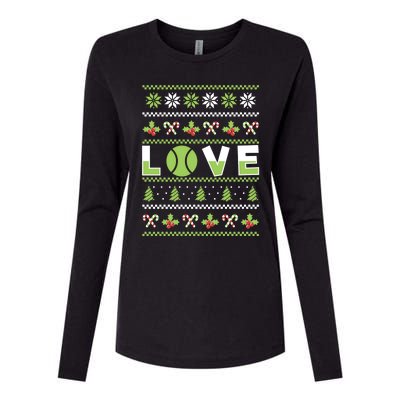 Love Christmas Tennis Ball Xmas Tennis Racket Sports Lover Gift Womens Cotton Relaxed Long Sleeve T-Shirt