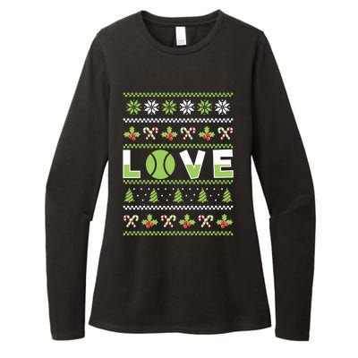 Love Christmas Tennis Ball Xmas Tennis Racket Sports Lover Gift Womens CVC Long Sleeve Shirt