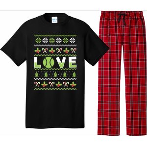 Love Christmas Tennis Ball Xmas Tennis Racket Sports Lover Gift Pajama Set