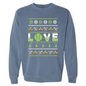 Love Christmas Tennis Ball Xmas Tennis Racket Sports Lover Gift Garment-Dyed Sweatshirt