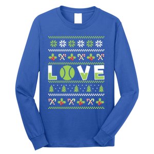 Love Christmas Tennis Ball Xmas Tennis Racket Sports Lover Gift Long Sleeve Shirt