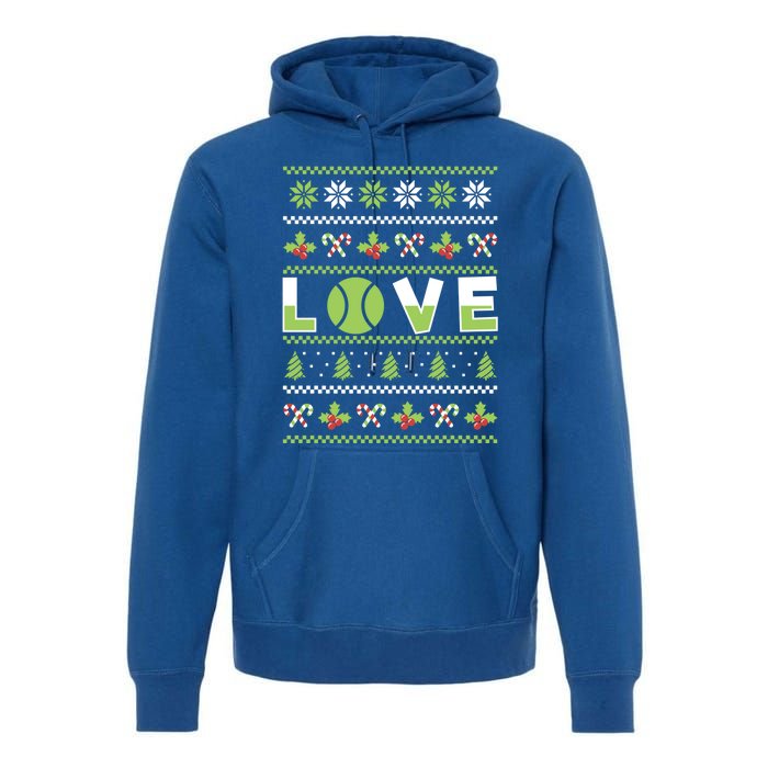 Love Christmas Tennis Ball Xmas Tennis Racket Sports Lover Gift Premium Hoodie