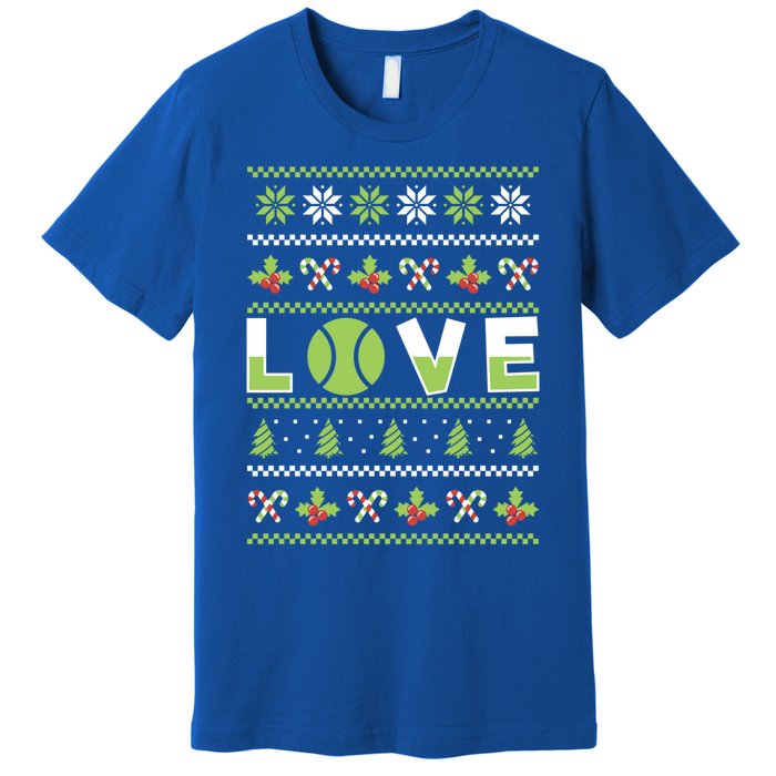 Love Christmas Tennis Ball Xmas Tennis Racket Sports Lover Gift Premium T-Shirt