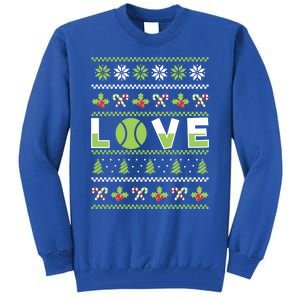 Love Christmas Tennis Ball Xmas Tennis Racket Sports Lover Gift Tall Sweatshirt