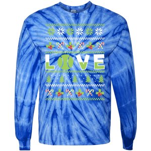 Love Christmas Tennis Ball Xmas Tennis Racket Sports Lover Gift Tie-Dye Long Sleeve Shirt