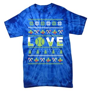 Love Christmas Tennis Ball Xmas Tennis Racket Sports Lover Gift Tie-Dye T-Shirt