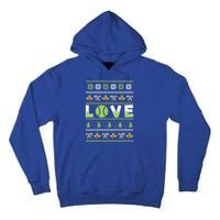 Love Christmas Tennis Ball Xmas Tennis Racket Sports Lover Gift Tall Hoodie