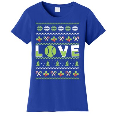 Love Christmas Tennis Ball Xmas Tennis Racket Sports Lover Gift Women's T-Shirt