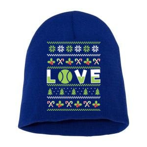 Love Christmas Tennis Ball Xmas Tennis Racket Sports Lover Gift Short Acrylic Beanie