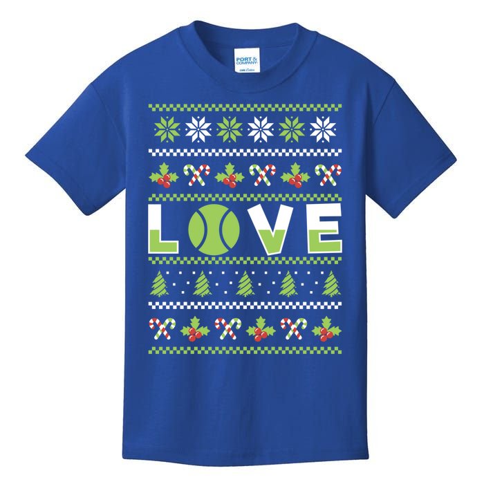 Love Christmas Tennis Ball Xmas Tennis Racket Sports Lover Gift Kids T-Shirt