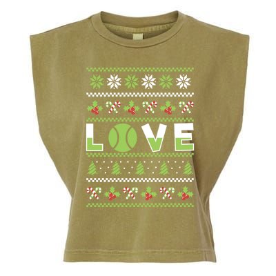 Love Christmas Tennis Ball Xmas Tennis Racket Sports Lover Gift Garment-Dyed Women's Muscle Tee