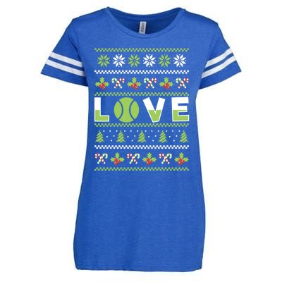 Love Christmas Tennis Ball Xmas Tennis Racket Sports Lover Gift Enza Ladies Jersey Football T-Shirt