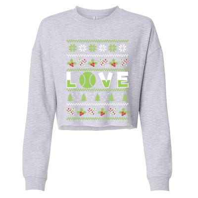 Love Christmas Tennis Ball Xmas Tennis Racket Sports Lover Gift Cropped Pullover Crew