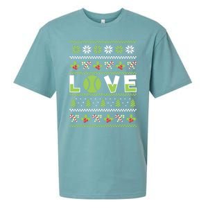 Love Christmas Tennis Ball Xmas Tennis Racket Sports Lover Gift Sueded Cloud Jersey T-Shirt