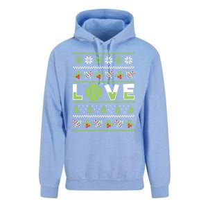 Love Christmas Tennis Ball Xmas Tennis Racket Sports Lover Gift Unisex Surf Hoodie