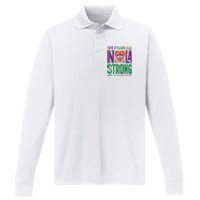 Louisiana Culture T Vintag We Stand Nola Strong Apparel Performance Long Sleeve Polo