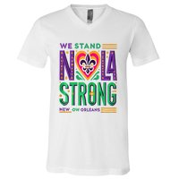 Louisiana Culture T Vintag We Stand Nola Strong Apparel V-Neck T-Shirt