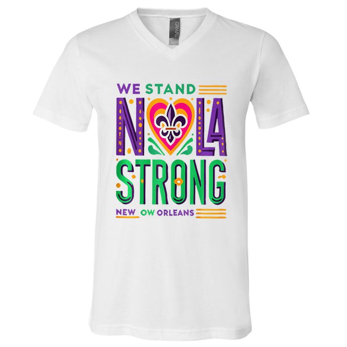 Louisiana Culture T Vintag We Stand Nola Strong Apparel V-Neck T-Shirt