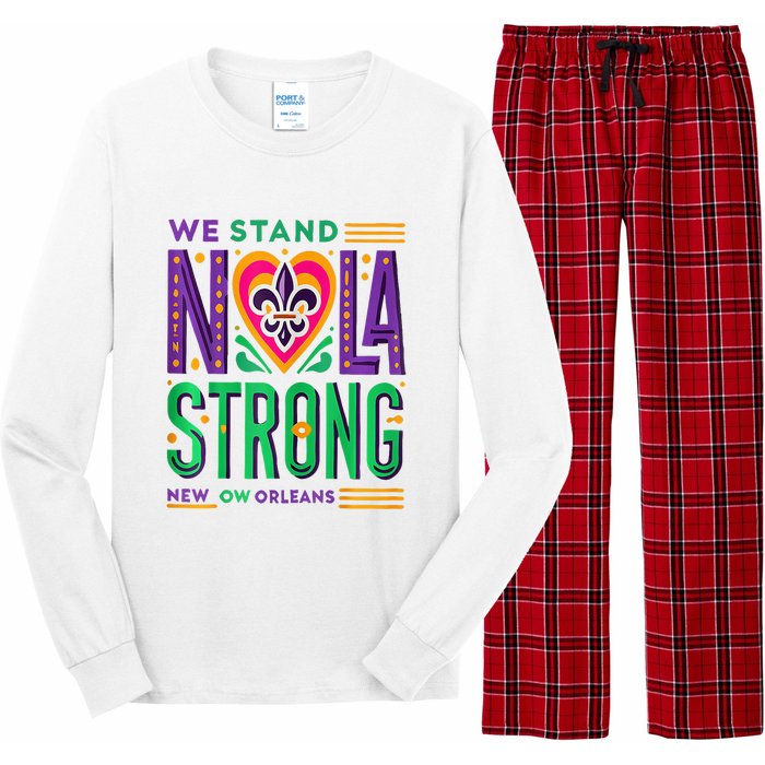 Louisiana Culture T Vintag We Stand Nola Strong Apparel Long Sleeve Pajama Set