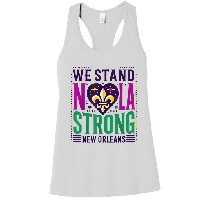 Louisiana Culture T Vintag We Stand Nola Strong Apparel Women's Racerback Tank