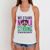 Louisiana Culture T Vintag We Stand Nola Strong Apparel Women's Knotted Racerback Tank