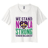 Louisiana Culture T Vintag We Stand Nola Strong Apparel Women's Crop Top Tee