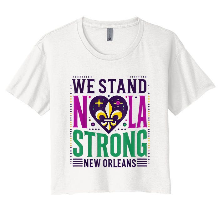 Louisiana Culture T Vintag We Stand Nola Strong Apparel Women's Crop Top Tee