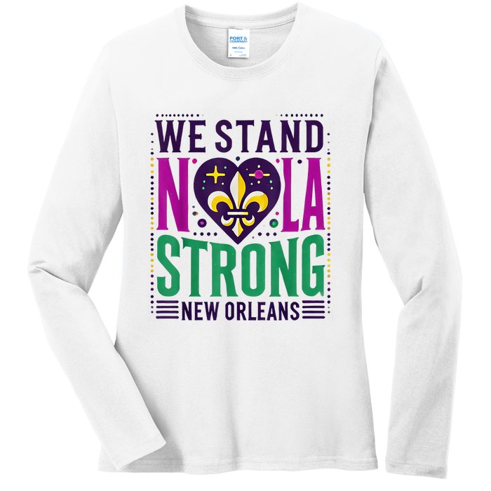 Louisiana Culture T Vintag We Stand Nola Strong Apparel Ladies Long Sleeve Shirt