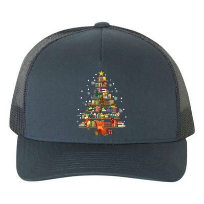 Library Christmas Tree Librarian XMas Lights Book Lover Gift Yupoong Adult 5-Panel Trucker Hat