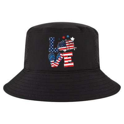 Love Camping USA Flag 4th Of July Flip Flop Camper Patriotic Cool Comfort Performance Bucket Hat