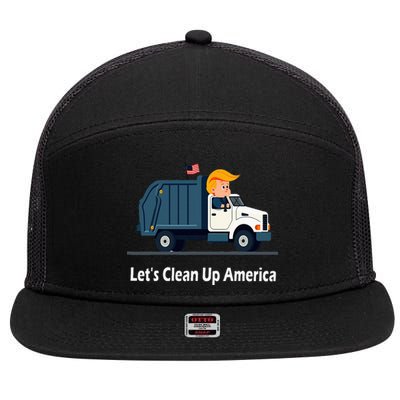 LetS Clean Up America With AmericaS Favorite Garbage 7 Panel Mesh Trucker Snapback Hat