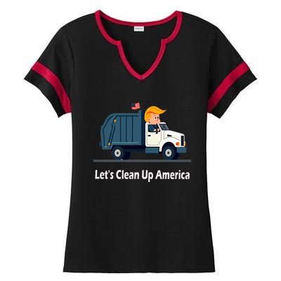 LetS Clean Up America With AmericaS Favorite Garbage Man Ladies Halftime Notch Neck Tee