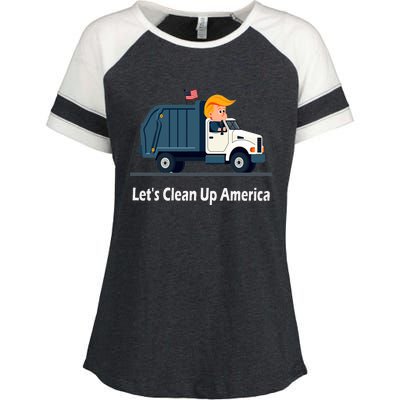 LetS Clean Up America With AmericaS Favorite Garbage Man Enza Ladies Jersey Colorblock Tee