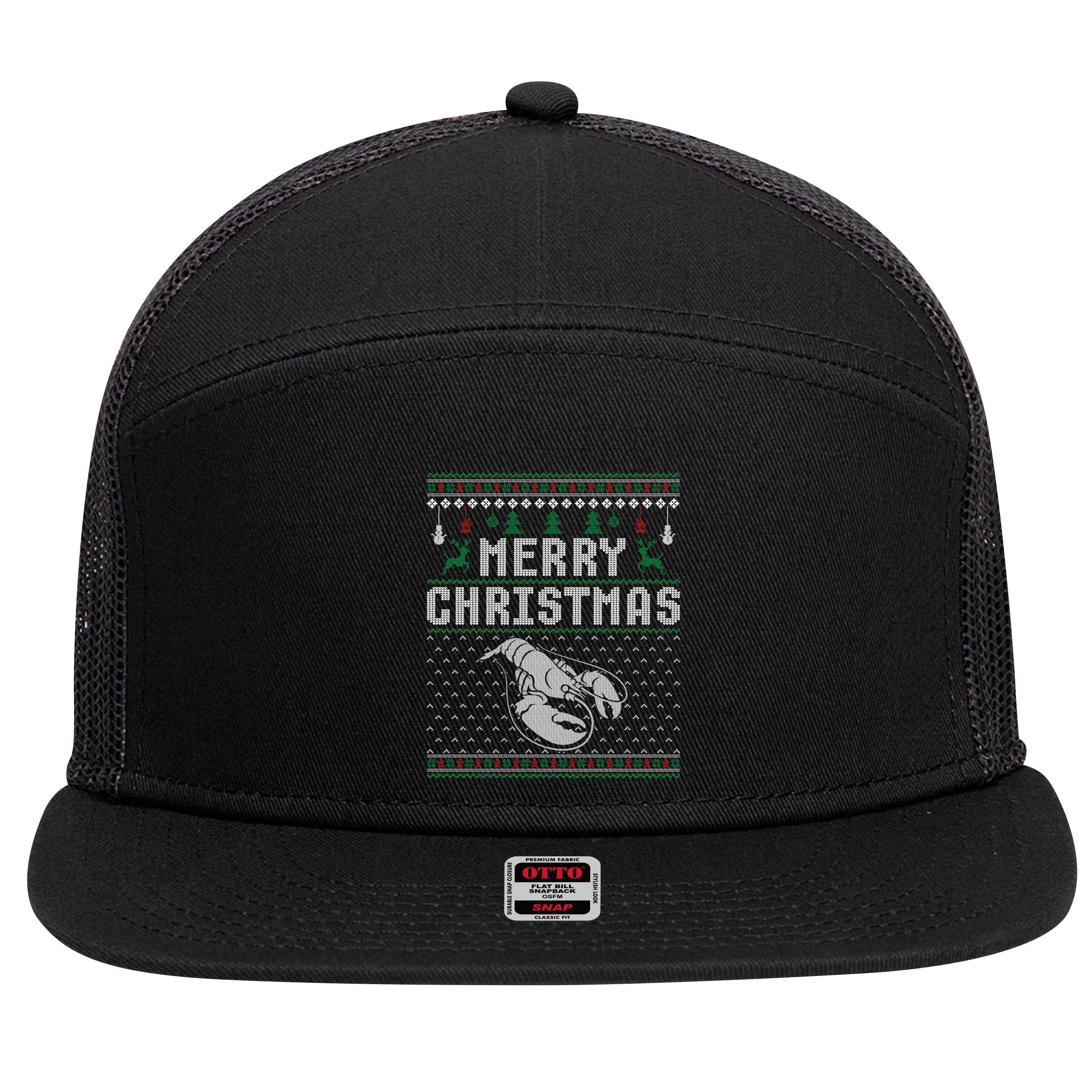 Lobster Christmas Ugly Funny Xmas Gift 7 Panel Mesh Trucker Snapback Hat