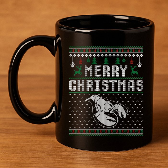 Lobster Christmas Ugly Funny Xmas Gift 11oz C Handle Ceramic Mug