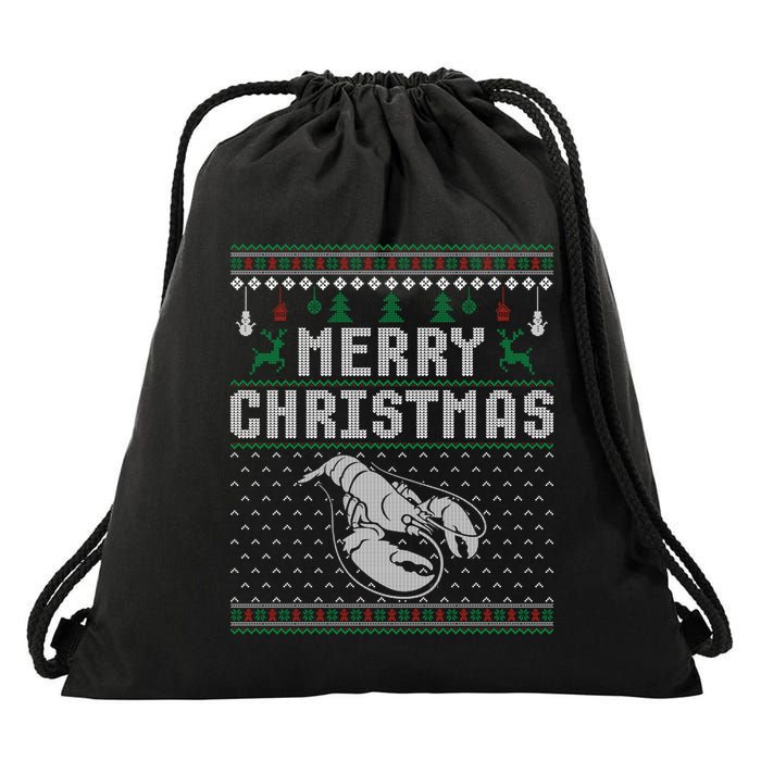 Lobster Christmas Ugly Funny Xmas Gift Drawstring Bag