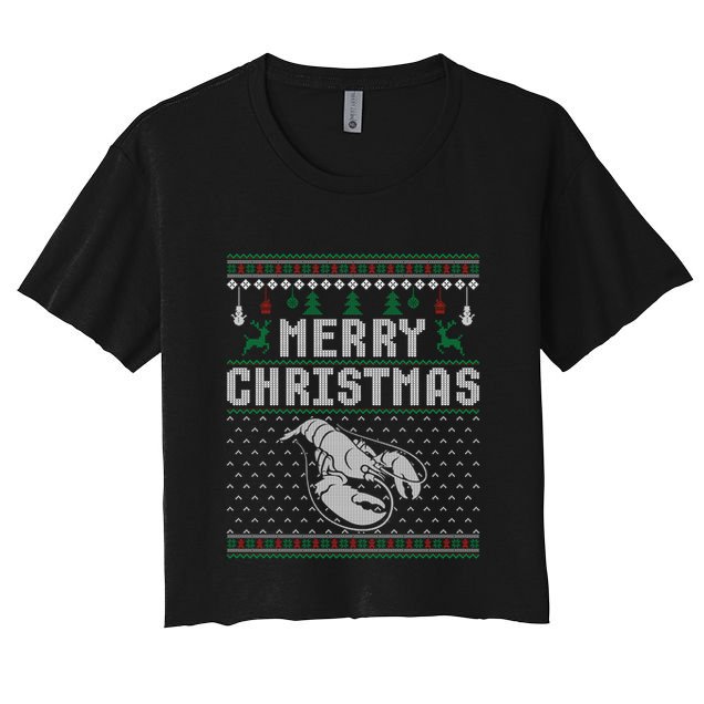 Lobster Christmas Ugly Funny Xmas Gift Crop Top