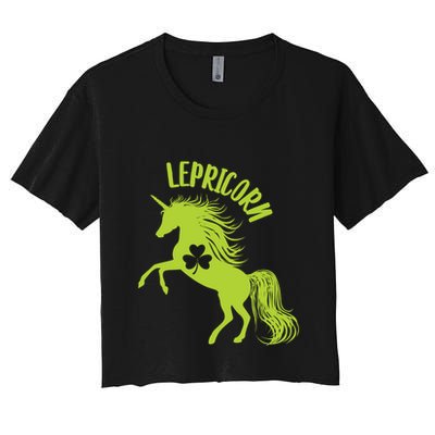 Lepricorn Cute Unicorn Leprechaun St Patricks Clover Gift Crop Top